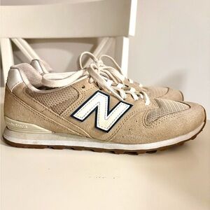 New Balance Beige and White Sneakers